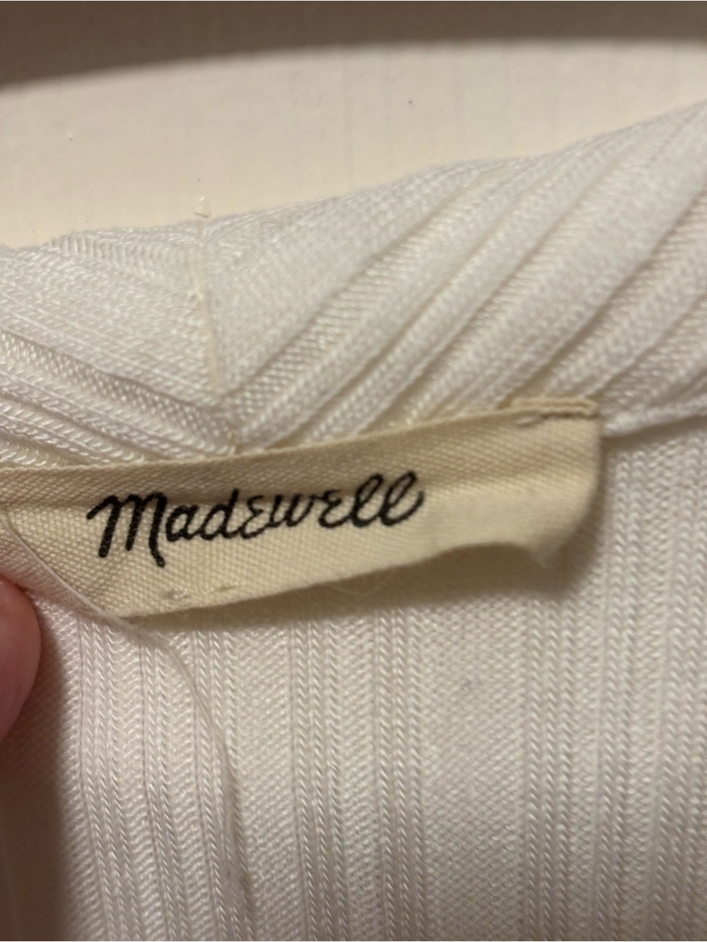 Madewell Ribbed Button Front Polo Top Ivory Cream Estimated Medium - Picture 5 of 8